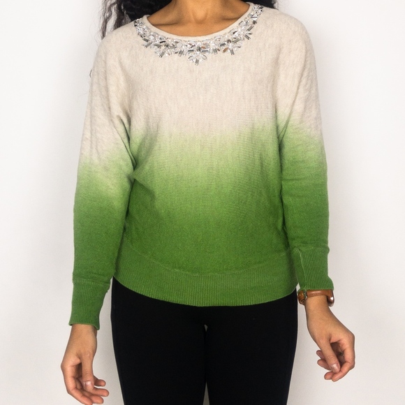 Tie-dye Ombre Embellished Long Sleeve Sweater C - Picture 6 of 7
